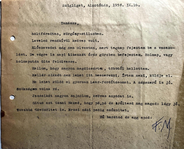 Füst Milán levelezése Ungvári Tamással