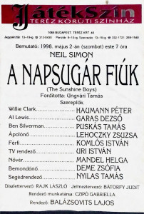 Napsugár Fiúk, Teréz körúti szinház, 1998 Máj 2