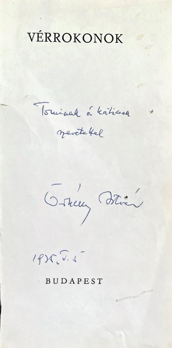 Örkény István Ungvári Tamás dedikáció 1975